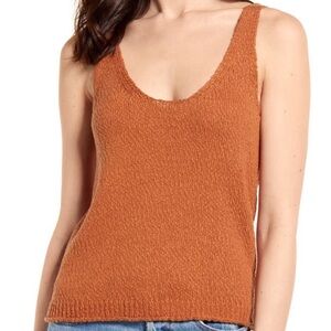 BP. Nordstrom Coastal Nubby Knit Scoop Neck Tank Top Brown Amber Textured XL